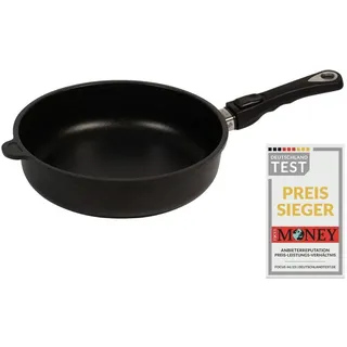AMT Gastroguss Bratpfanne, 26 cm Ø, 7 cm hoch, Schmorpfanne, abnehmbarer Stiel, nicht induktionsgeeignet, Lotan® Antihaft-Veredelung, Gusspfanne (Aluguss), AMZN-726-Z20B