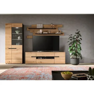 Home Affaire Wohnwand »REHAT, TOPSELLER, 3-teilig, Breite 280 cm, inklusive Beleuchtung« Set, inkl. Beleuchtung, bestehend aus: Vitrine, Lowboard und Wandboard, 5 Stk. tlg.