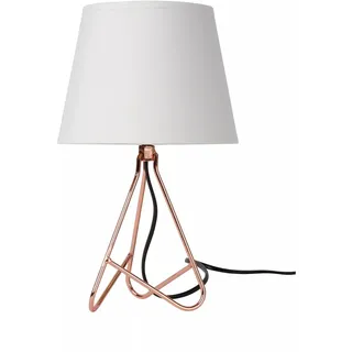 Tischlampe Stoff Kupfer Weiß Schlafzimmer 30 cm E14 Wohnzimmer Tischleuchte
