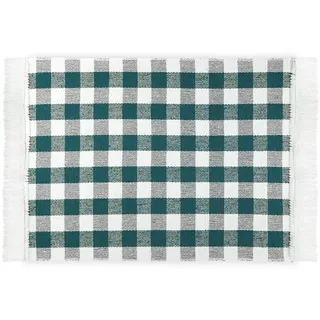 Küchenläufer Petrol Kariert 50 x 75 cm aus 100% Baumwolle • Küchenläufer waschbar und robust • Teppich für Küche, Flur, Wohnzimmer - Indoor und Outdoor