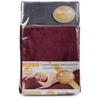 Gözze Wendebettwäsche, Cashmere-Feeling, Bettbezug: 155 x 220 cm, Kissenbezug: 80 x 80 cm, Bordeaux/Anthrazit, 40028-33-5520