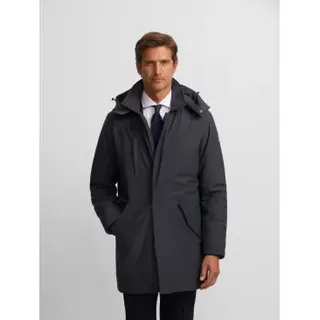 Silbon für Herren. 133667 Langer Steppmantel mit Kapuze navy (L), Lässig, Polyester, Marine