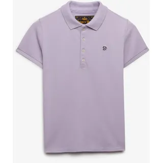 Poloshirt SUPERDRY "HERITAGE SLIM FIT POLO", Damen, Gr. S, parma violet lila, Single Jersey, Obermaterial: 97% Baumwolle, 3% Elasthan, unifarben, skinny fit normal, Shirts Poloshirt