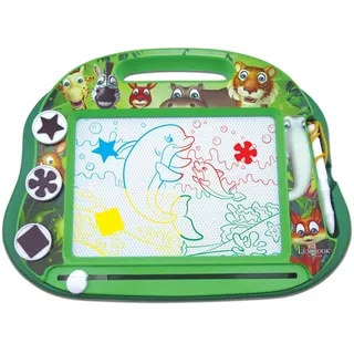Lexibook Magische magnetische Tiermotiven-Zeichentafel, Magnettafel für Kinder, künstlerisches kreatives Spielzeug für Mädchen und Jungen, Stift und Magnete, Grün, CRANX550