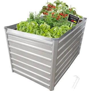 Hochbeet Metall eckig 160x77x77cm, silber, Gartenbeet, Pflanzbeet, Kräuterbeet - Silber