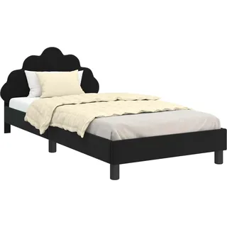 vidaXL Kinderbettgestell mit Kopfteil Schwarz 80 x 200 cm Samt - Schwarz