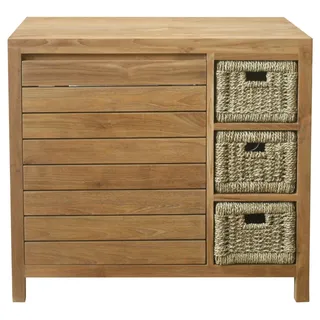 Waschbeckenunterschrank Lomma Teak Massivholz - Breite vom Unterschrank: 90 cm