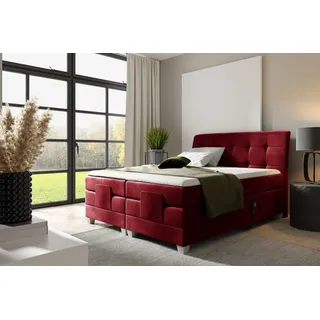 Boxspringbett Elektrisch Bett FRANCO 120x200cm in Stoff Fresh Rot - Rot