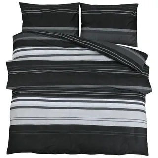 vidaXL Bettwäsche-Set Schwarz und Weiß 200x200 cm Baumwolle - Schwarz