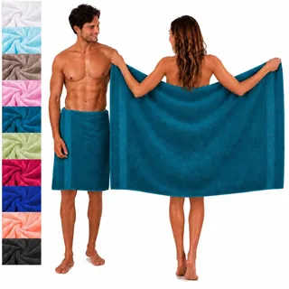 Betz 2 Stück Saunatücher Saunatuch Saunahandtuch Set Palermo 100% Baumwolle Frottier XXL Badetuch Strandtuch Größe 80 x 200 cm Farbe Petrol