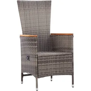 vidaXL Gartenstühle 2 Stk. mit Auflagen Poly Rattan Grau - Grau