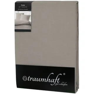 Traumhaft gut schlafen Perkal-Bettwäsche 2-teilig, Uni-Farben, in versch. Farben und Größen - Taupe/80 x 80 cm, 200 x 200 cm