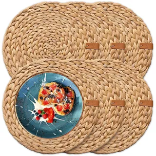 FRIHET® Tischset Oslo Set Rund Wasserhyazinthe Natur - (6, 33cm)