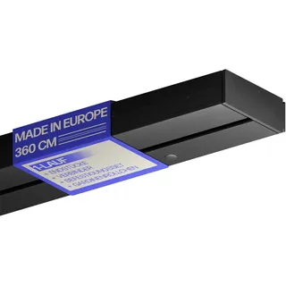 Bestlivings Gardinenschiene 360cm 1-läufig, Schwarz, Set montagefertig | Vorhangschiene mit ruhigem Innenlauf, Stecksystem, vorgebohrte Deckenmontage, formstabiler Kunststoff, kürzbar - Made in EU
