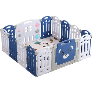 Veitoalioy Laufstall Baby, Laufstall Faltbar für Drinnen Draußen, Großer Laufgitter Baby mit Matratze, Kinderaktivitätszentrum Spielhof Spielplatzpark für Kinder mit Antikollisionsschaum (12+2)