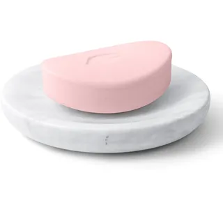 WORHE Seifenschale aus Marmor, Ovaler Seifenhalter, Kratzfeste Seifenschale, Geeignet für Küche, Badezimmer, Dusche, Seifenhalter, Waschbecken, WhiteMarbleSoapDish(DL008) (Round)