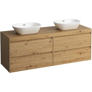 LAUFEN LANI Waschtischplatte wildeiche inklusive Unterschrank, 1 Ausschnitt links und rechts, 1570x495x580mm, H4065941122671, Farbe: Wildeiche