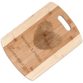 Maverton Bambus Holzbrett mit Gravur, Schneidebrett, Küchenbrett | Größe: 35x25 cm, groß und massiv, für Paare, zum Hochzeitstag, zur Hochzeit, zu Weihnachten, Herz