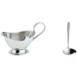APS Sauciere, hochwertiger Edelstahl, Festtafel 22 x 10,5 cm, H: 13,5 cm, Inhalt: 0,40 Liter & Villeroy und Boch - Daily Line Saucenlöffel, 18,2 cm, formschöner Schöpflöffel in trendigem Stil