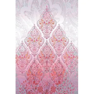 FLEURESSE Plaid 200 x 200 cm Rot/Rosa/Grau/Orange