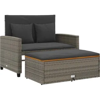 vidaXL Gartensofa mit Kissen 2-Sitzer Grau Poly Rattan & Akazienholz - Grau