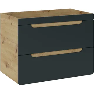 Badezimmerschrank 80cm mit 2 Schubladen - ein modernes Möbelstück unter dem Waschbecken - Schwarz, Naturbelassen
