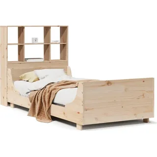 vidaXL Massivholzbett mit Regal ohne Matratze 90x200 cm Massivholz - Weiß