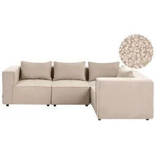 BELIANI 4-Sitzer Ecksofa Links Beige Bouclé Gepolstert mit Losen Rückenkissen Modular Modernes Design Modulsofa Wohnlandschaft Wohnecke Sofaecke - Beige