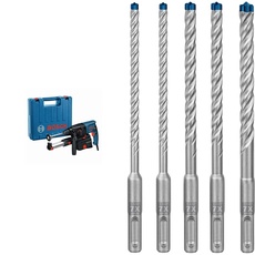 Bosch Professional Bohrhammer GBH 2-23 REA (inkl. Absaugung - integriert und abnehmbar-, Zusatzhandgriff, im Koffer) + 5x Expert SDS plus-7X Hammerbohrer Set (für Stahlbeton, Ø 6-10 mm, Zubehör)