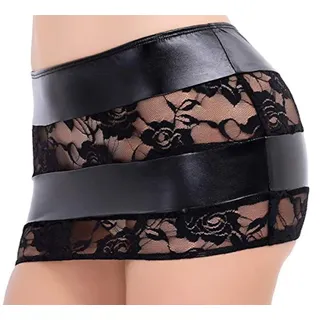 Minirock Stretch kurz - Wetlook Rock mit Spitze