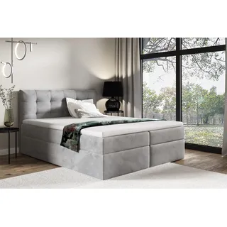 Boxspringbett Schlafzimmerbett OVIEDO 200x220cm Stoff Fresh Grau