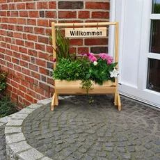 Bild Blumentrog Willkommen 59 x 30 x 73 cm massivholz kiefer natur