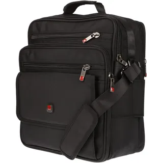 Christian Wippermann Profi Größe M, L, XXL, Umhängetasche Flugbegleiter Herren Tasche Messenger Arbeitstasche Laptoptasche (Schwarz-M-Rot)