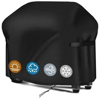 Universal BBQ Grillabdeckung, Grillabdeckung Wetterfest, Rissfest, Vielfach einsetzbar für verschiedene Grillabdeckungen (183×66×137cm) - Schwarz - Schwarz