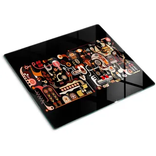 Tulup Glasplatte 60x52 cm Kaffeeproduktion , Schwarz, Hellgrau , Glas , 60x0.4x52 cm , Küchen, Küchenelektrogeräte, Herde, Herdabdeckplatten