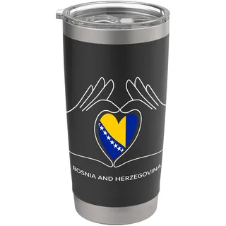 Bosnien Und Herzegovina Fan Herz mit Flagge Doppelwandiger Edelstahl-Thermobecher