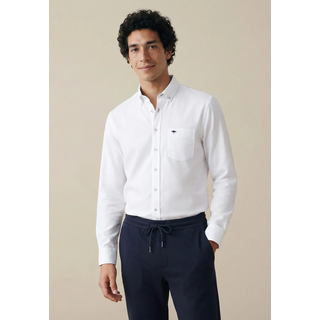 Langarmhemd FYNCH-HATTON "FYNCH-HATTON Langarmhemd", Herren, Gr. L, N-Gr, weiß, Jersey, Obermaterial: 100% Baumwolle, unifarben, ohne Ausschnitt, 2-Knopf-Manschette, Hemden Langarmhemd, bequeme Passform, unifarbenes Design, mit Brusttasche