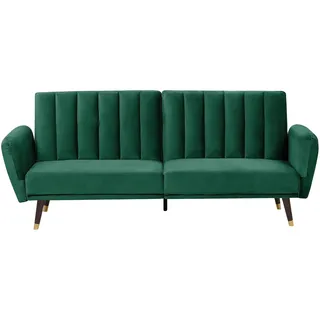 Beliani Schlafsofa Samt 3-Sitzer Smaragdgrün