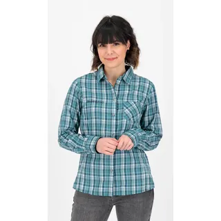 Outdoorhemd DEPROC ACTIVE "PHOENIX LS WOMEN", Damen, Gr. 52 (XXL), Normalgrößen, bunt (blau, grün, check), 100% Polyester, Hemden Outdoorhemd, auch in Großen Größen erhältlich