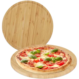 Relaxdays Schneidebrett-Set Holz 2-tlg. Ø 32 cm Braun/Natur