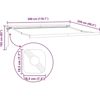 vidaXL Einziehbare Markise Weiß 300 x 250 cm Stoff und Metall - Weiß