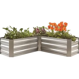 Eck Beetumrandung aus Metall - ca. 120 x 45 x 30 cm - Verzinkter Stahl, Silber