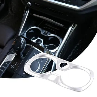 DIYUCAR ABS Chrom Auto Mittelkonsole Cup Dekoration Rahmen Trim für G20 G28 325li 3er Serie 2019 2020 2021 2022 Zubehör (Silber)