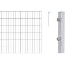 Alberts 653743 Doppelstabmattenzaun als 8 tlg. Zaun-Komplettset | verschiedene Längen und Höhen | feuerverzinkt | Höhe 120 cm | Länge 6 m