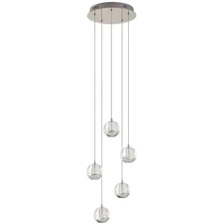 Lucande LED Pendelleuchte Hayley (Modern) in Transparent aus Glas (5 flammig,) - Hängelampe Esstischlampe Hängeleuchte Wohnzimmerleuchte