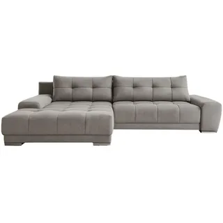 Kaiser Möbel Ecksofa Wave Mit Schlaffunktion, Stoff Soro, Grau Links , Holz , 281x105 cm , Wohnzimmer, Sofas & Couches, Wohnlandschaften, Ecksofas