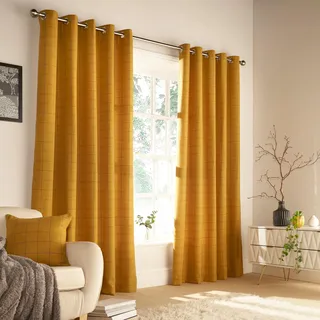 furn. Ellis Ösenvorhänge Gardinen (Paar) - Fertig - Polyester - Ocker - 229Cm X 229Cm, Polyester, Ocker, 229 X 229Cm (90" X 90" Zoll)
