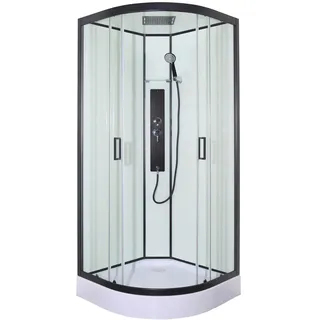 Sanotechnik Duschkabine , Schwarz, Transparent , Glas, Kunststoff , 90x225x90 cm , Badezimmer, Baden & Duschen, Duschkabinen