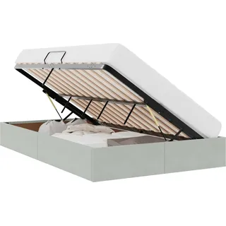 vidaXL Ottoman Bettgestell mit Speicher Hellgrau 120 x 190 cm Samt - Hellgrau