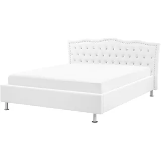 Beliani Bett 140/200cm Weiß Metz - Textil , 140x200 cm , Schlafzimmer, Betten